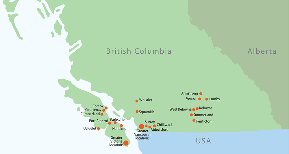 45 Clinics in British Columbia, provides many locations for testing
