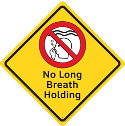 A "No Long Breath Holding" Pool Safety Sign from Clarion Safety Systems. (Sign design ©Clarion Safety Systems. All rights reserved.)