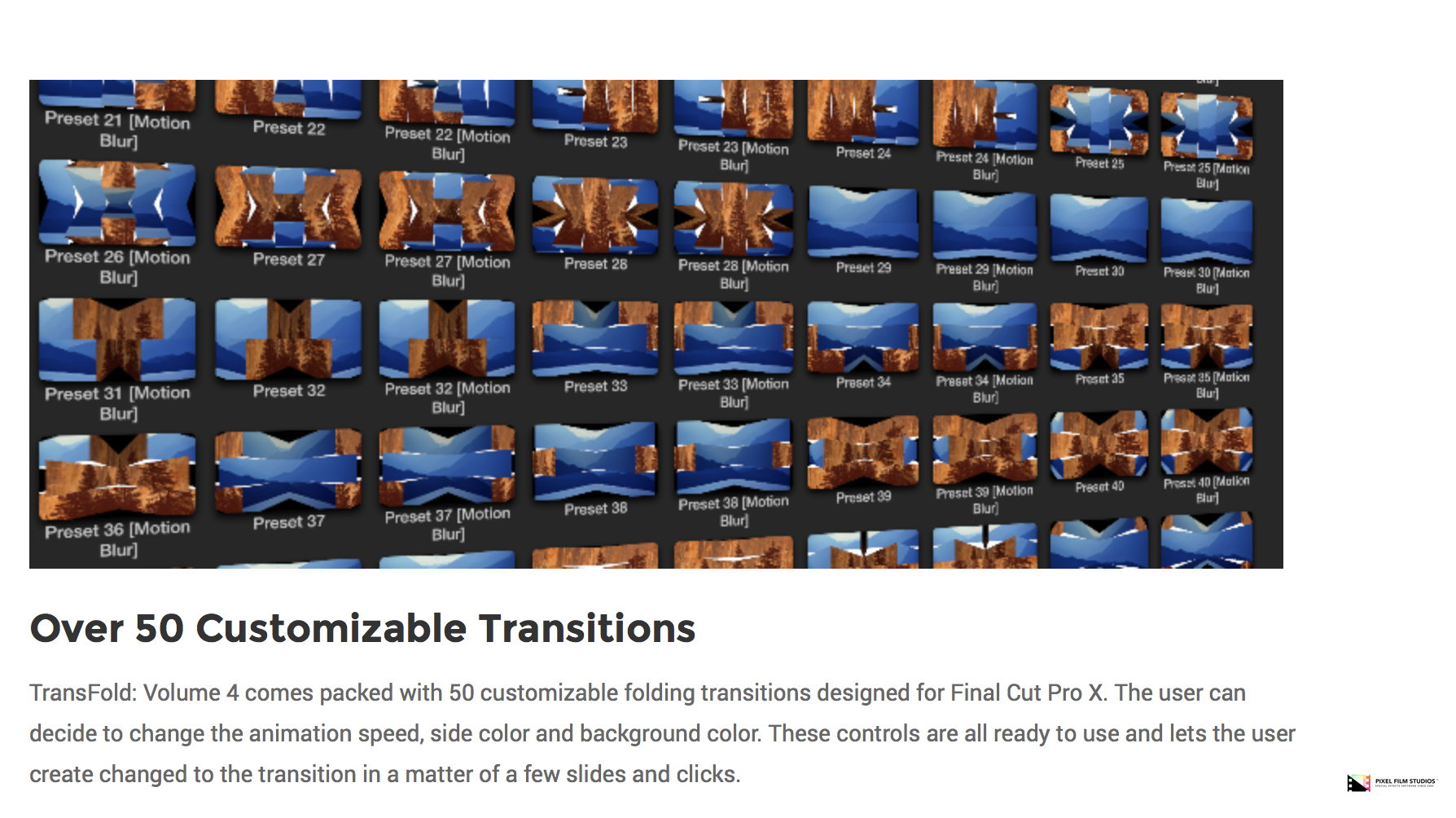 Pixel Film Studios Plugin - TransFold Volume 4 - FCPX
