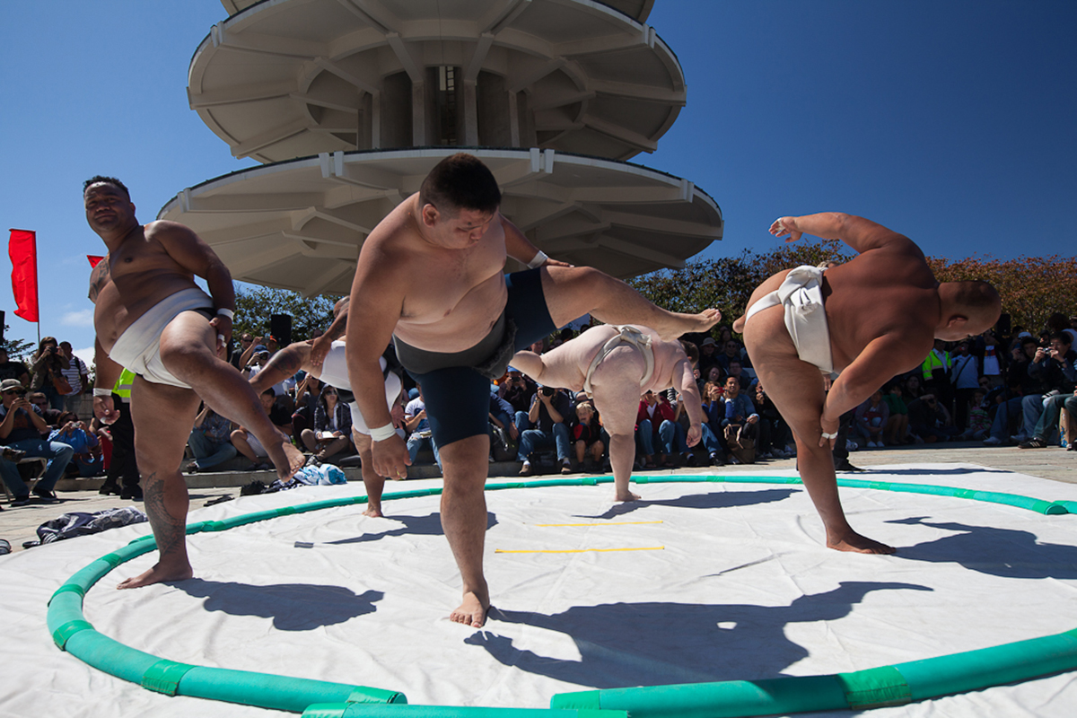 Wrestlers at the Sumo Exhibition at Japantown