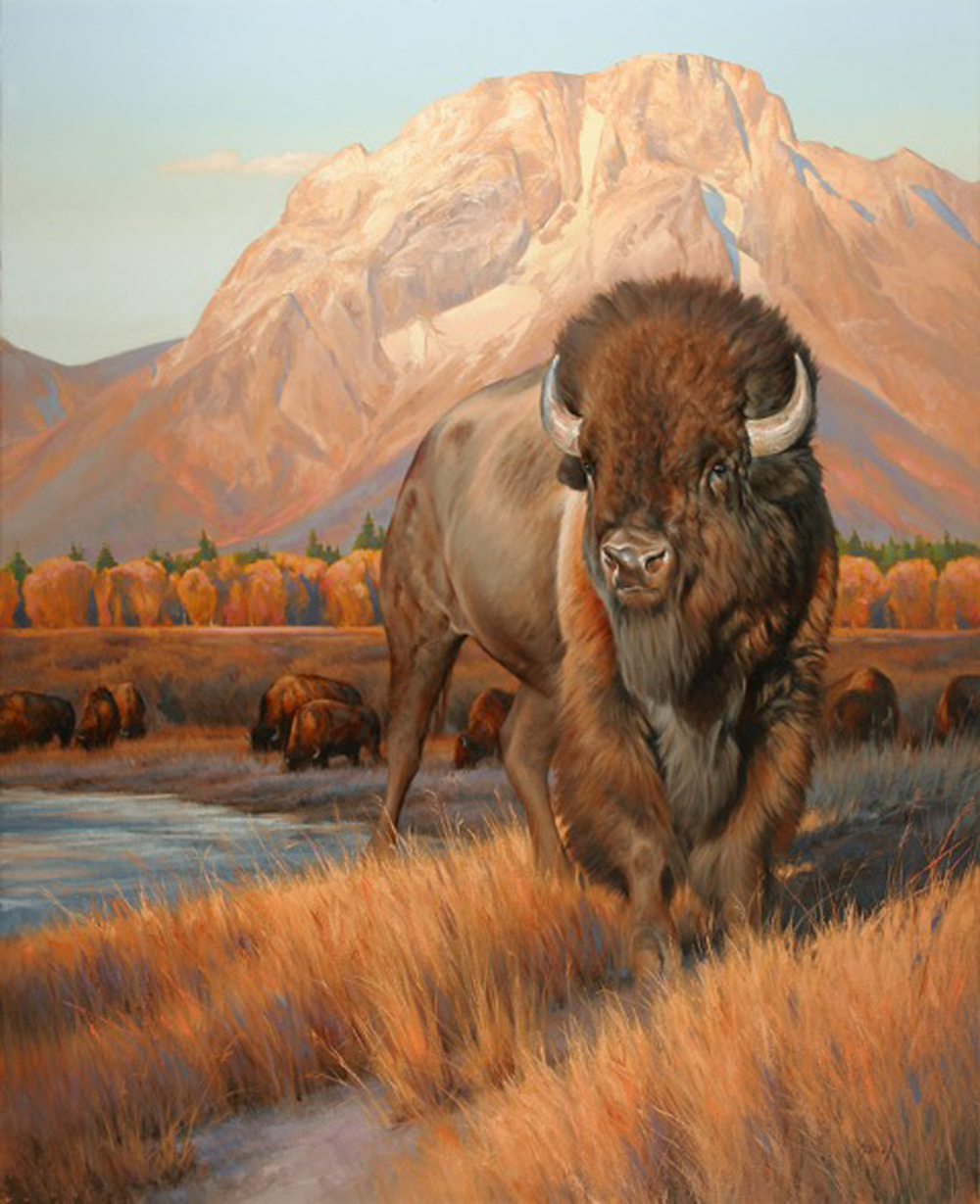 “Greeting the Dawn” by Edward Aldrich is the featured artwork for the Jackson Hole Fall Arts Festival and appears on labels for the event’s signature wines as well as the 2016 festival poster.