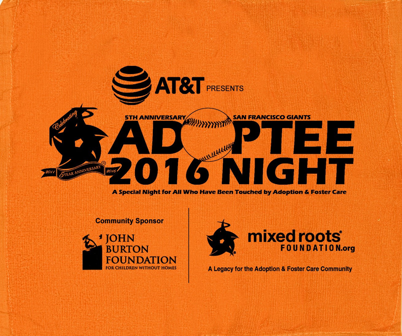 Mixed Roots Foundation - AT&T SF Giants 5 Year Anniversary Adoptee Night Rally Towel