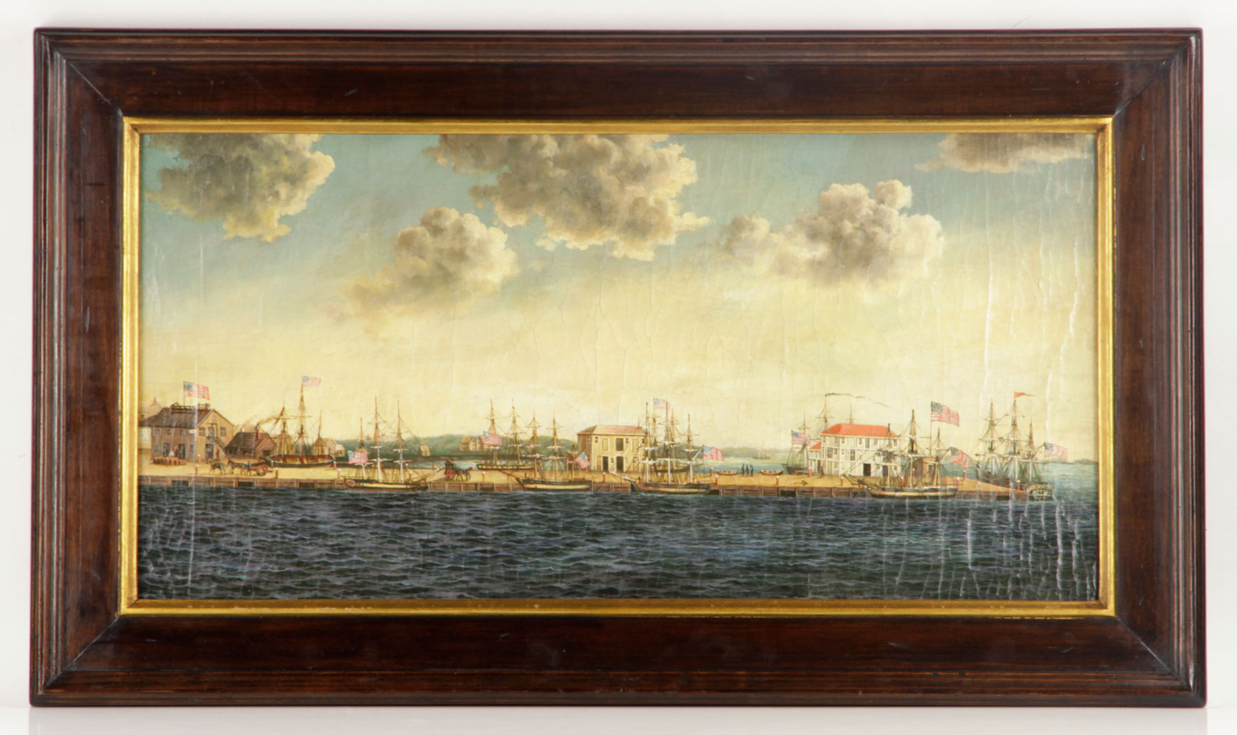 View of Salem, Massachusetts Harbor, Oil on Canvas