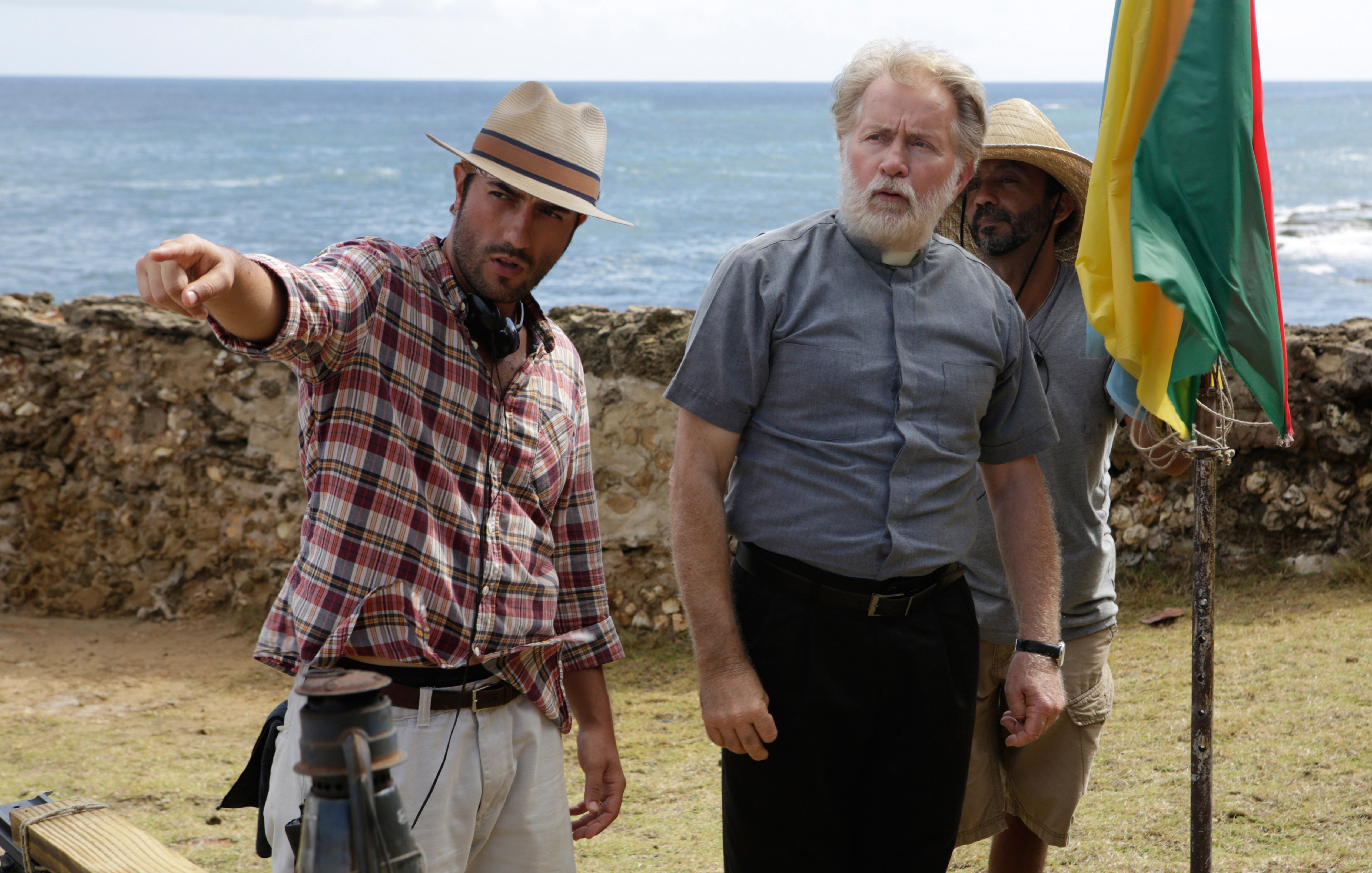 Writer/director Julio Quintana and Martin Sheen on the set of "The Vessel" in Puerto Rico.