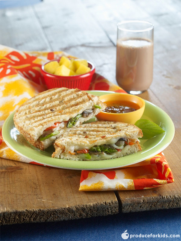 Produce For Kids' Grilled Veggie Panini. Recipe: http://www.produceforkids.com/meal-planning/grilled-veggie-panini
