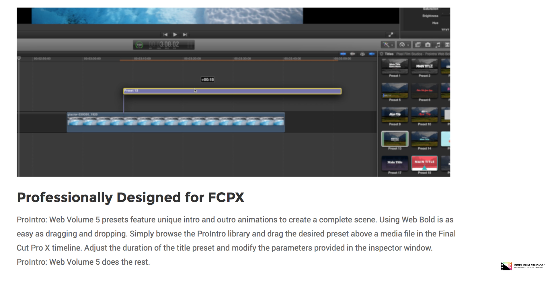 ProIntro Web Volume 5 - Pixel Film Studios Plugin - FCPX