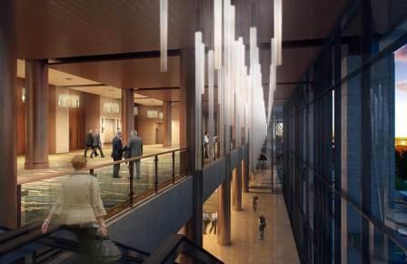 The tower lobby will be accented with stunning lighting and regionally inspired decor