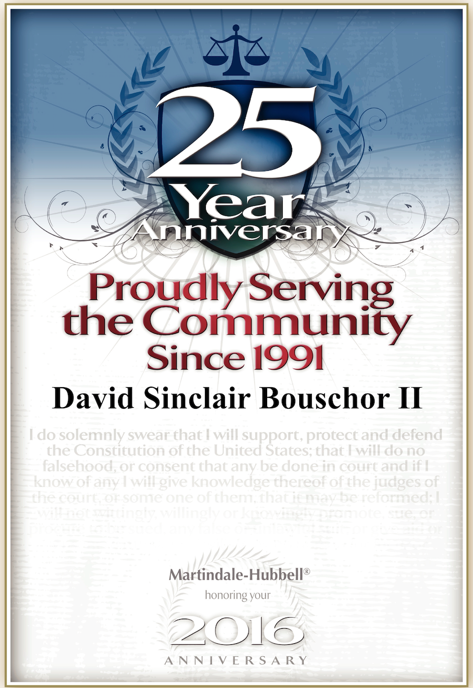 David S. Bouschor  Martindale-Hubbell 25 years Award