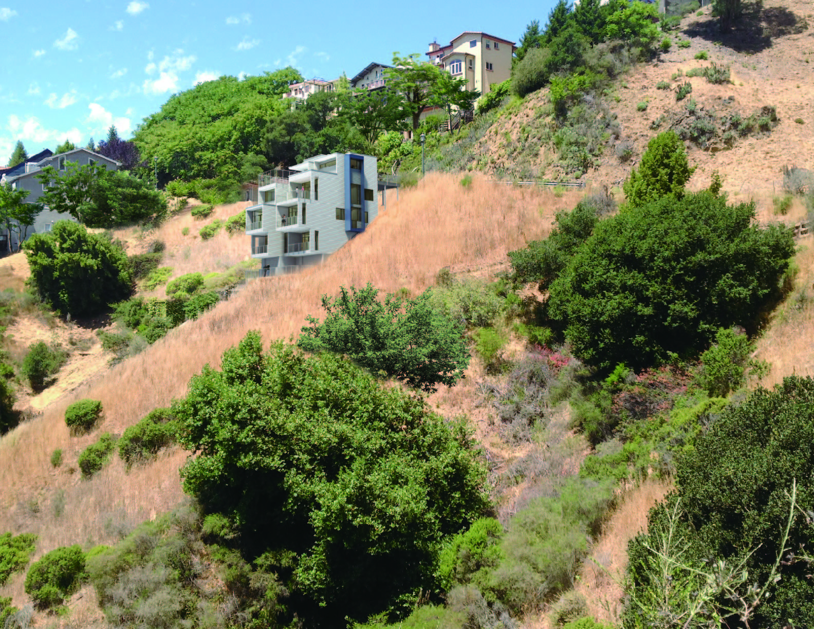 The Idea House is nestled in the premier hilltop neighborhood of Claremont Hills bordering Oakland and Berkeley.