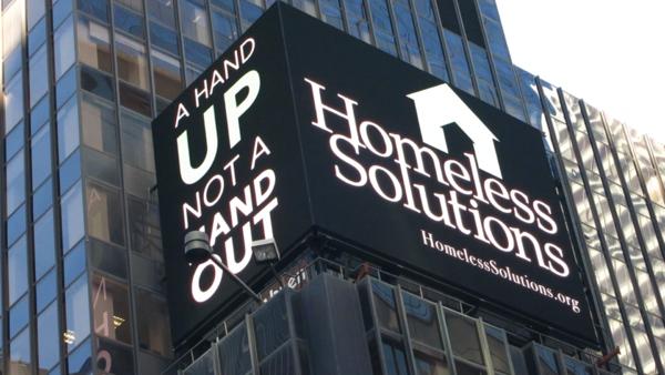 Homeless Solutions raising awareness of the national homelessness crisis in Times Square.
