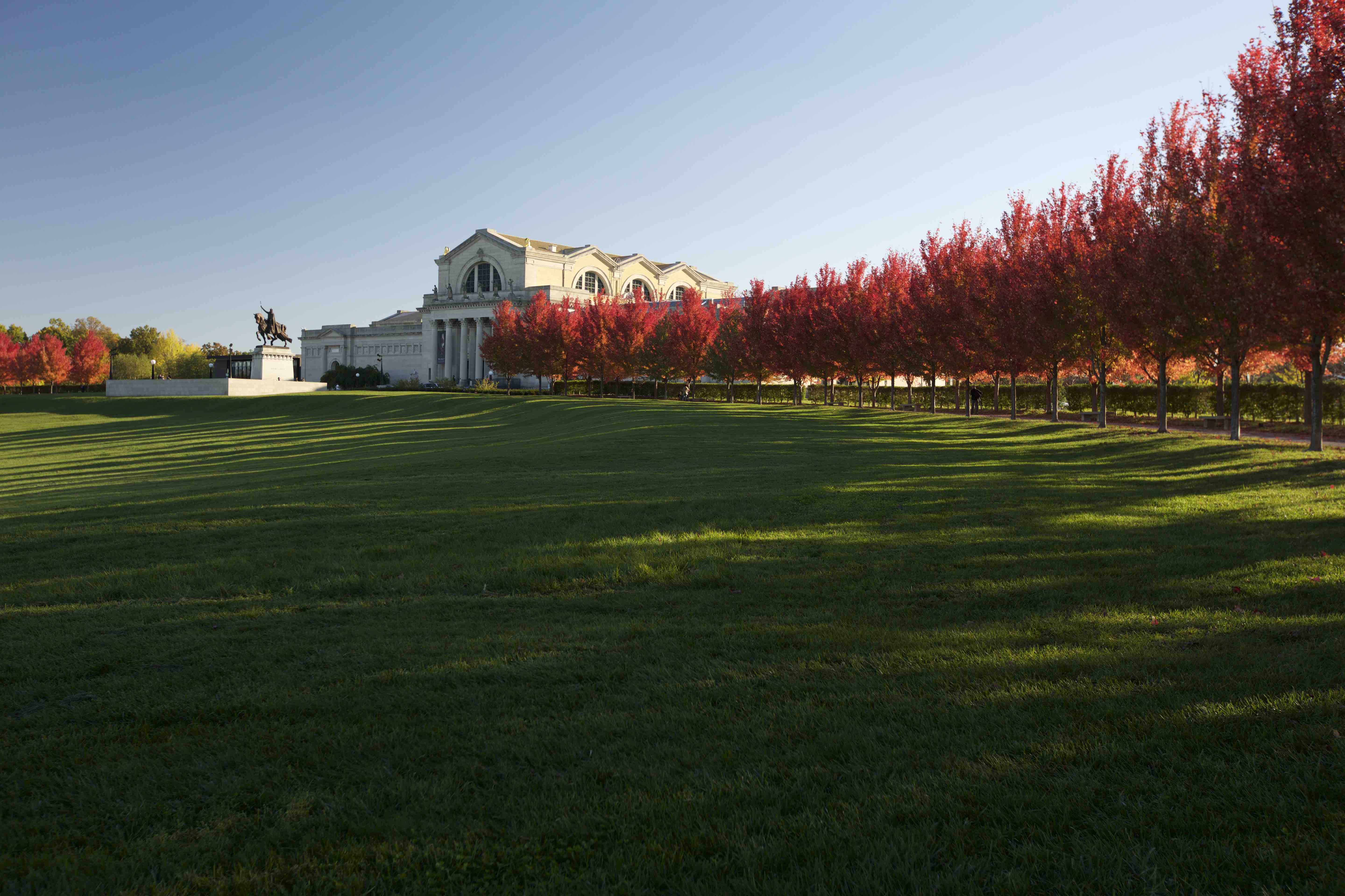 The St. Louis Art Museum in Forest Park as the trees change colors for fall.