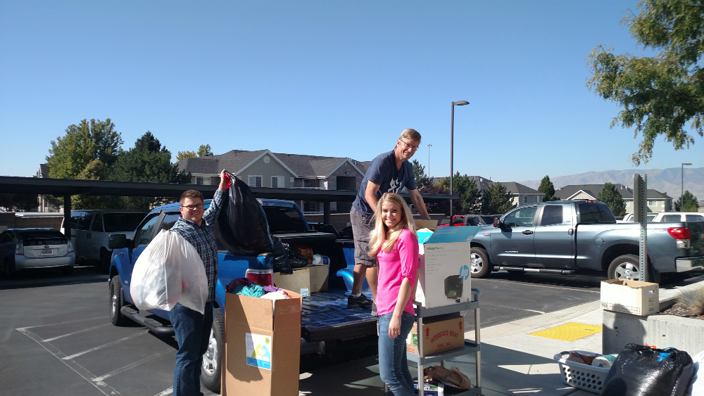 Employees kick off Jive's birthday celebration by donating hundreds of items to refugees.