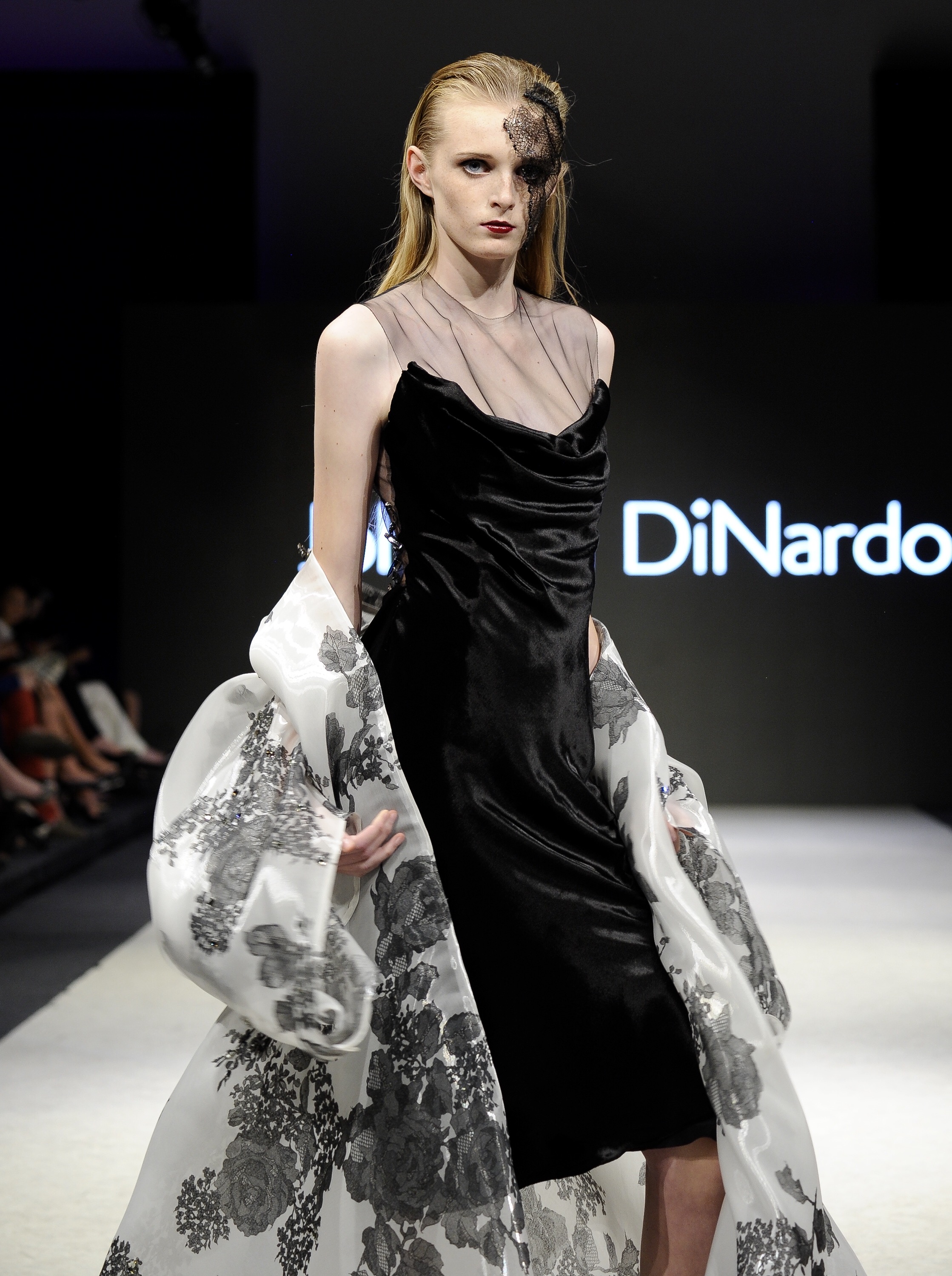 Johanna DiNardo_look 7_panné velvet bias cut dress with liquid organza floral cape