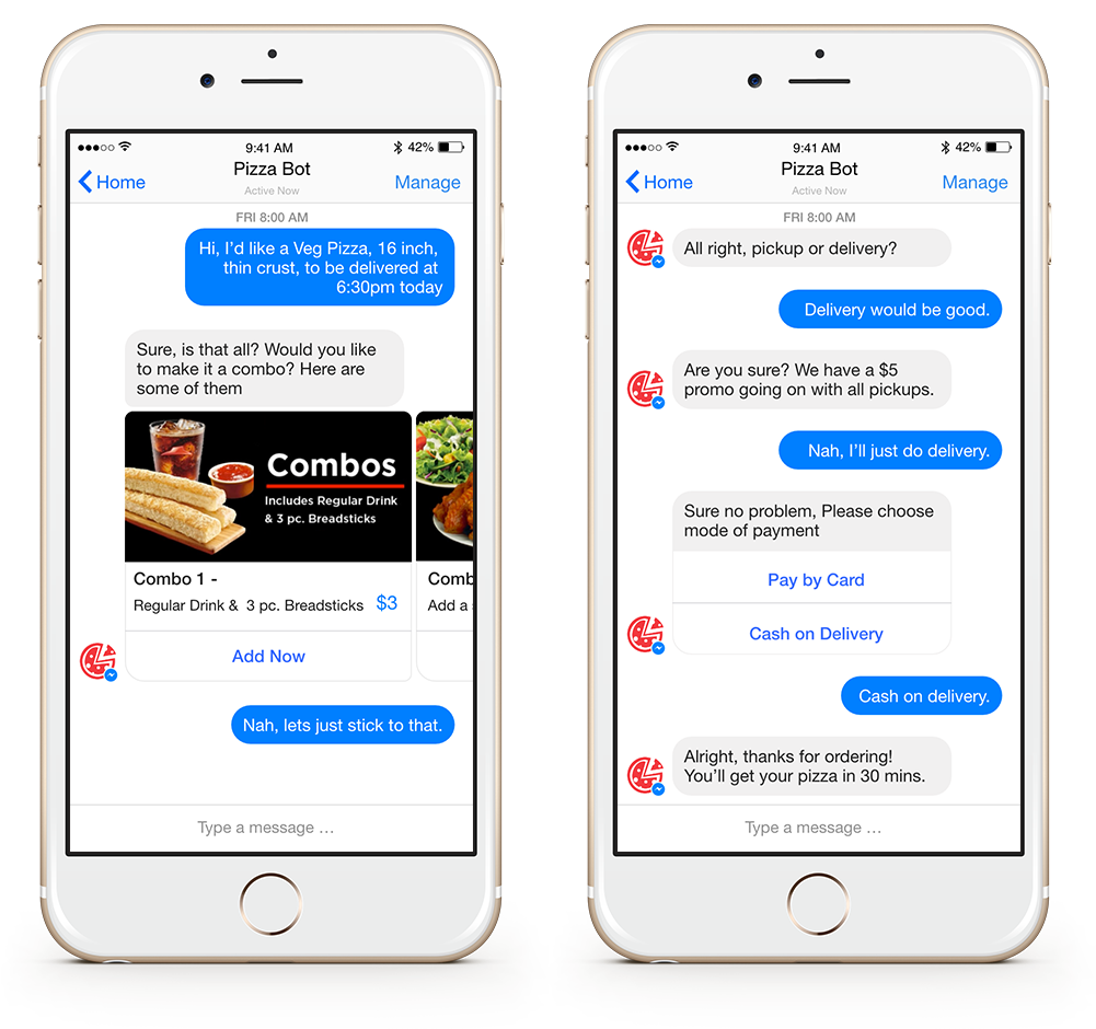 Pizza Bot - Helps in ordering pizza directly from Facebook Messenger