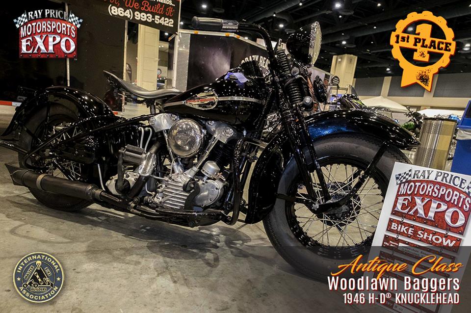 Woodlawn Baggers won the "Antique Class" award at the Ray Price Capital City Bikefest & Motorsports Expo in Raleigh, N.C.
