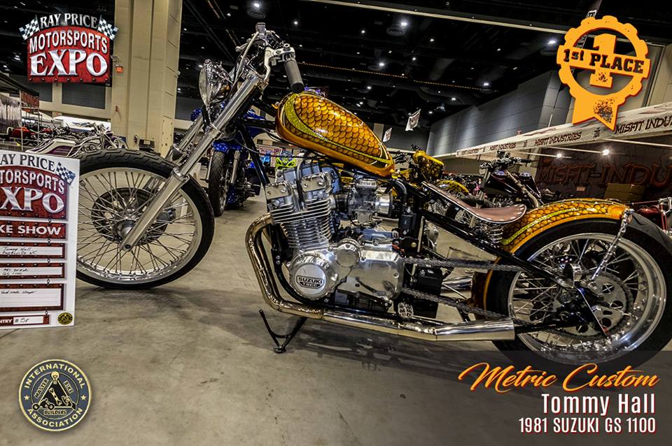 Tommy Hall won the “Metric Custom” award at the Ray Price Capital City Bikefest & Motorsports Expo in Raleigh, N.C.
