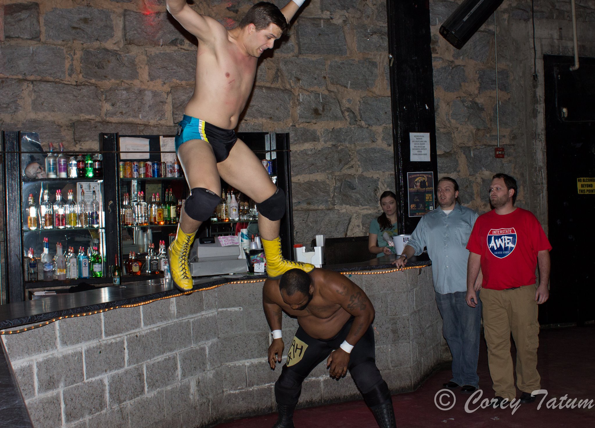 Nick Iggy flying off the bar at the Masquerade