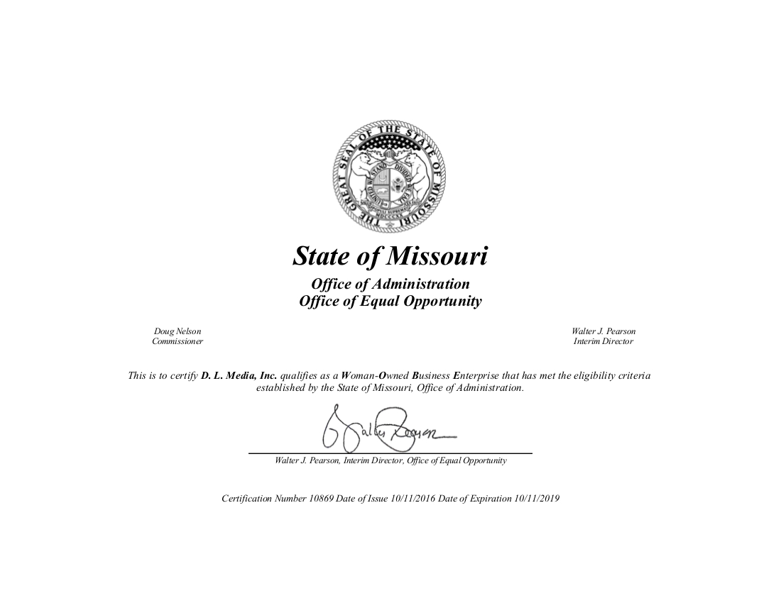 Woman-Owned Business Enterprise certificate