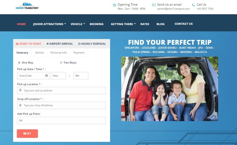 Johor Transport Online Booking Screen