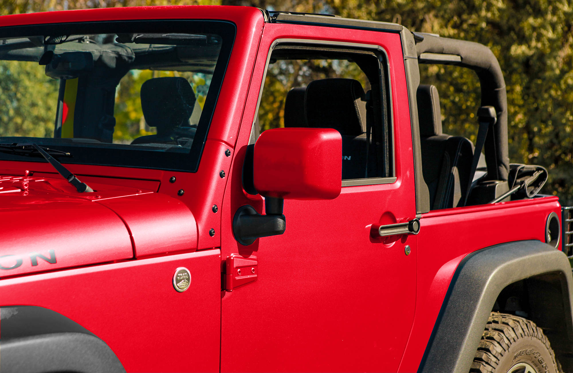 Boomerang ColorPro Mirror Caps - Painted-to-match - Jeep Wrangler JK - Fire Cracker Red