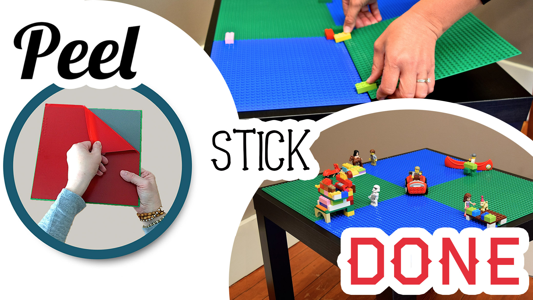Making a LEGO-compatible table is as easy as peel, stick, done.