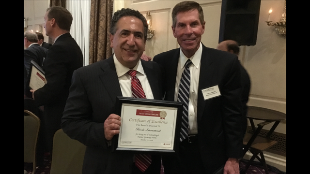 Brooks International CEO Lui Damasceno and Managing Partner Tom Lonergan at the Fastest Growing Firms award ceremony in New York City