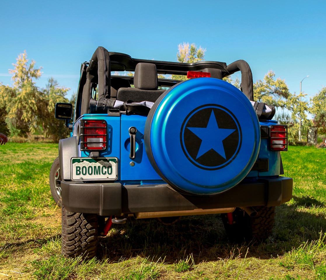 Boomerang Rigid tire cover - Jeep Wrangler Freedom Star - Hydro Blue