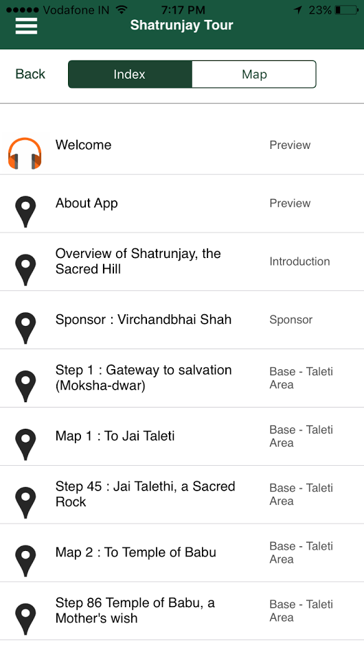 A few points of interest from Shatrunjay app of Jain temples at Shatrunjay, Palitana, India