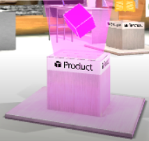 Floating Clickable Product Cube Inside Virtual Booths and Host Homes