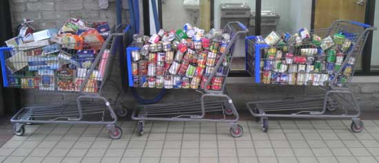 Carts Filled With Non-Perishable Food