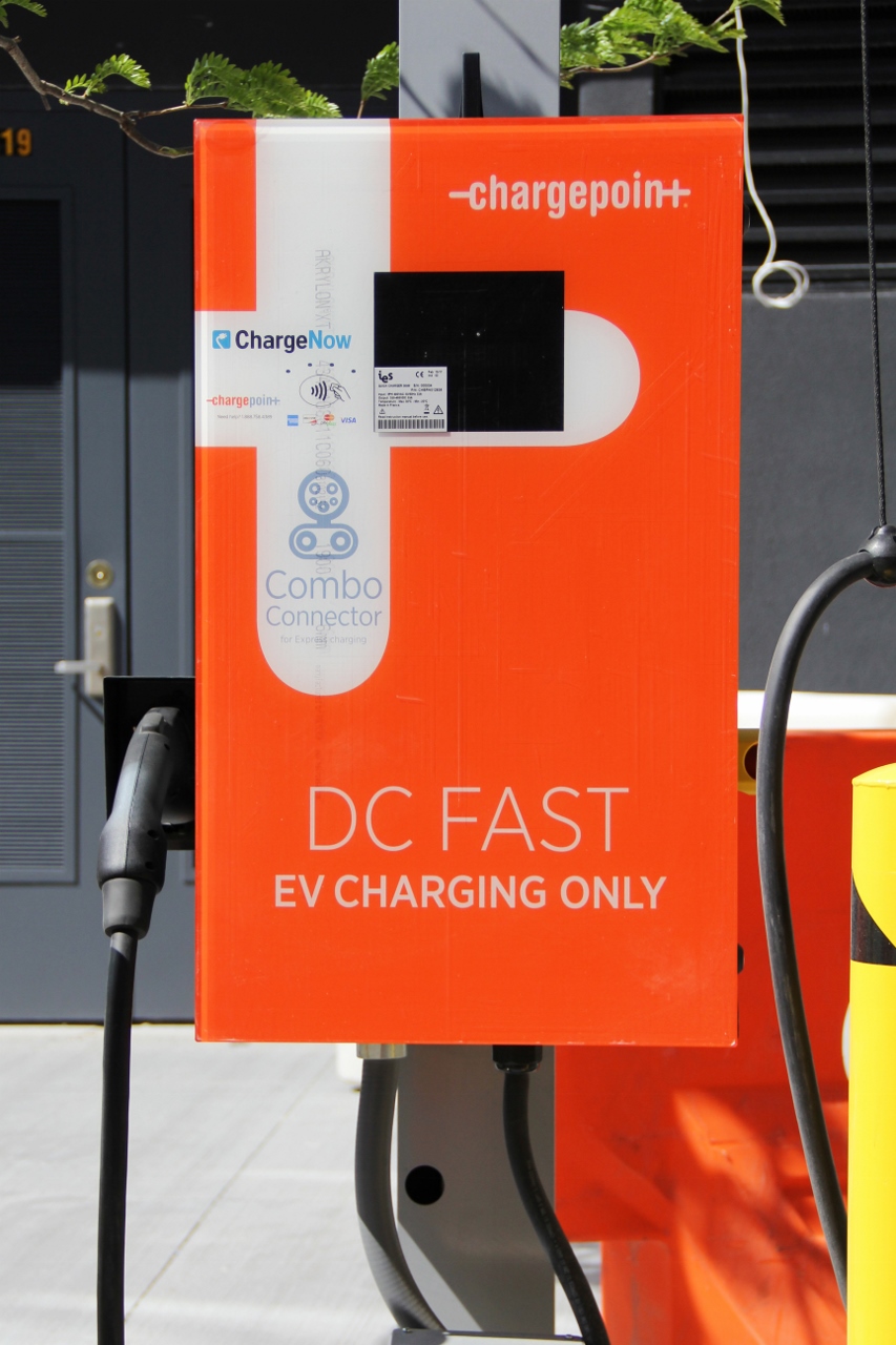 One of the new Greenspot charging stations is a DC Supercharger capable of providing an 80% charge on a typical sedan in about 30 minutes