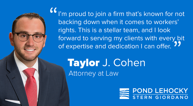 Pond Lehocky welcomes new workers' compensation attorney, Taylor Cohen
