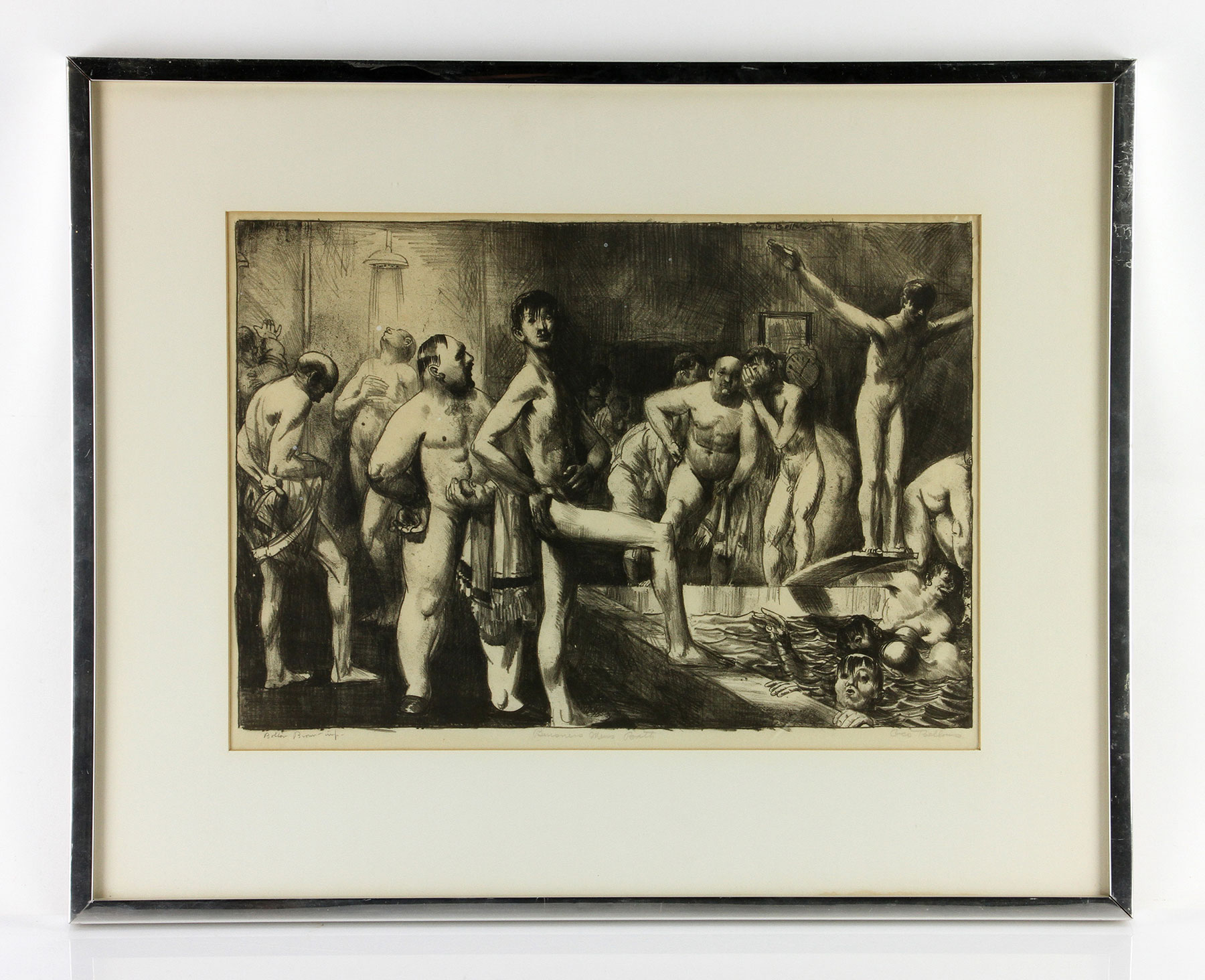 George Bellows (American, 1882-1925), "Business Men's Bath," lithograph, circa 1923, signed by the artist in pencil lower right