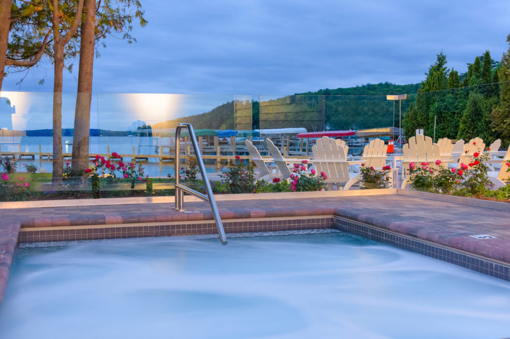 Enjoy a Gorgeous Walloon Lake Sunset in Hotel Walloon's Jacuzzi