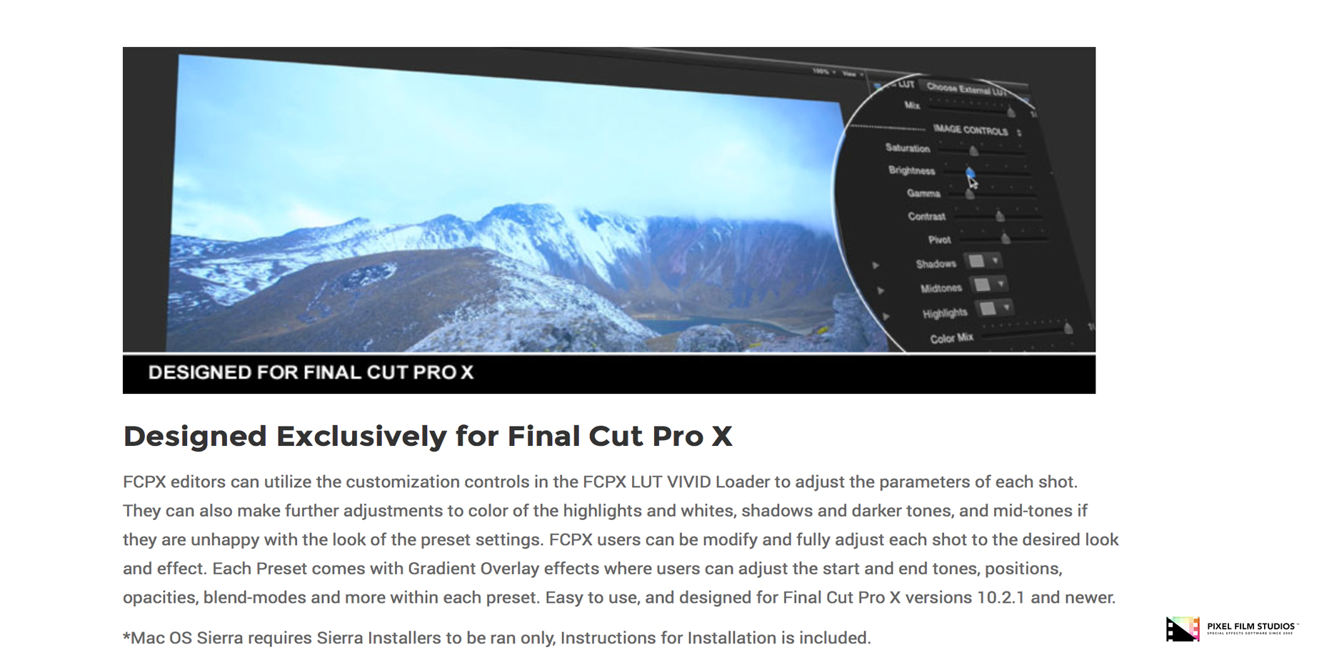 FCPX LUT Vivid - Final Cut Pro X Plugin - Pixel Film Studios