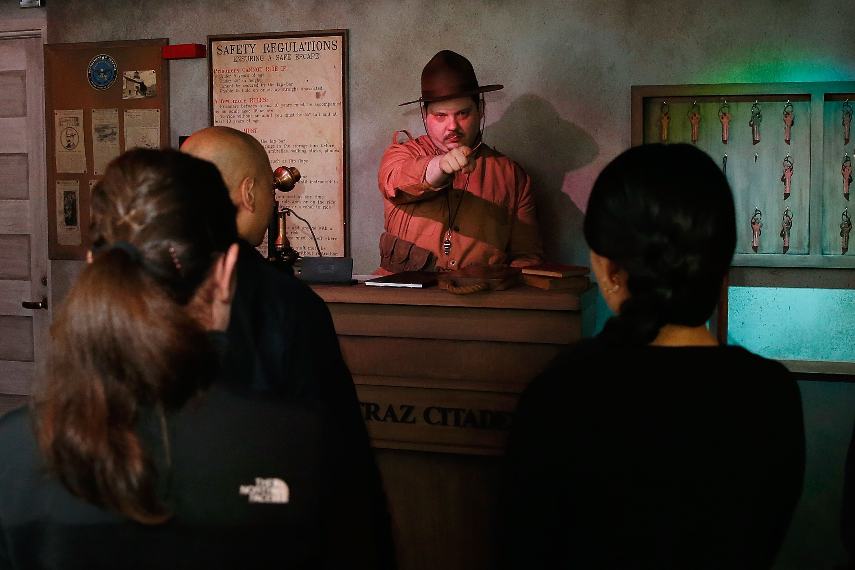 Sgt. Gunter Processes Inmates at New Escape Alcatraz Drop Ride and Show at The San Francisco Dungeon