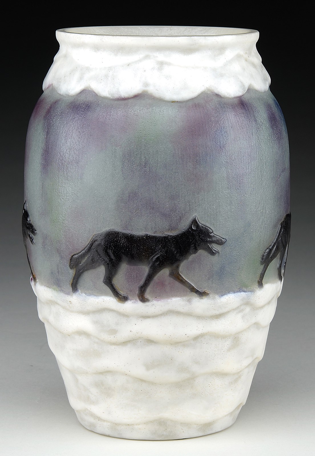 Lot 1102, a Rousseau Wolf Vase estimated at $30,000-40,000.