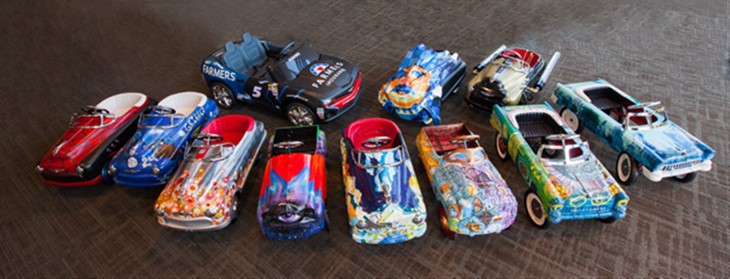 Eleven talented Seattle artists unleashed their imagination and talent to transform 15 traditional pedal cars into one-of-a-kind works of art. All will be on display at the Seattle International Auto