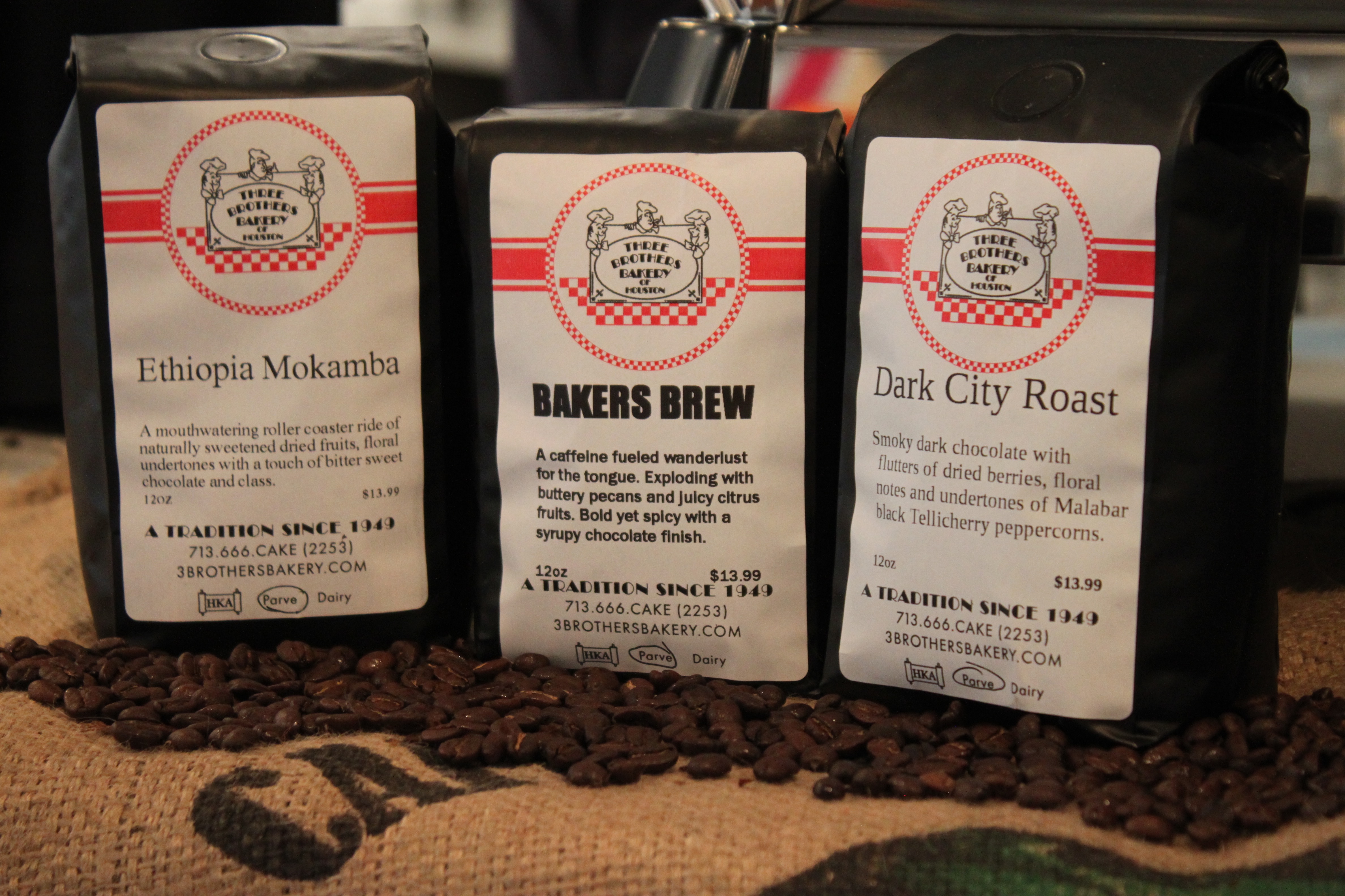Coffee Beans at Three Brothers Bakery; Photo Credit: Three Brothers Bakery
