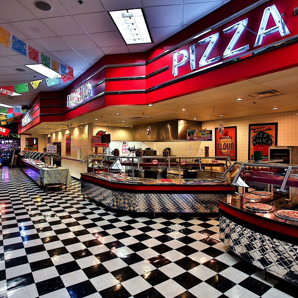 The buffet at America's Incredible Pizza