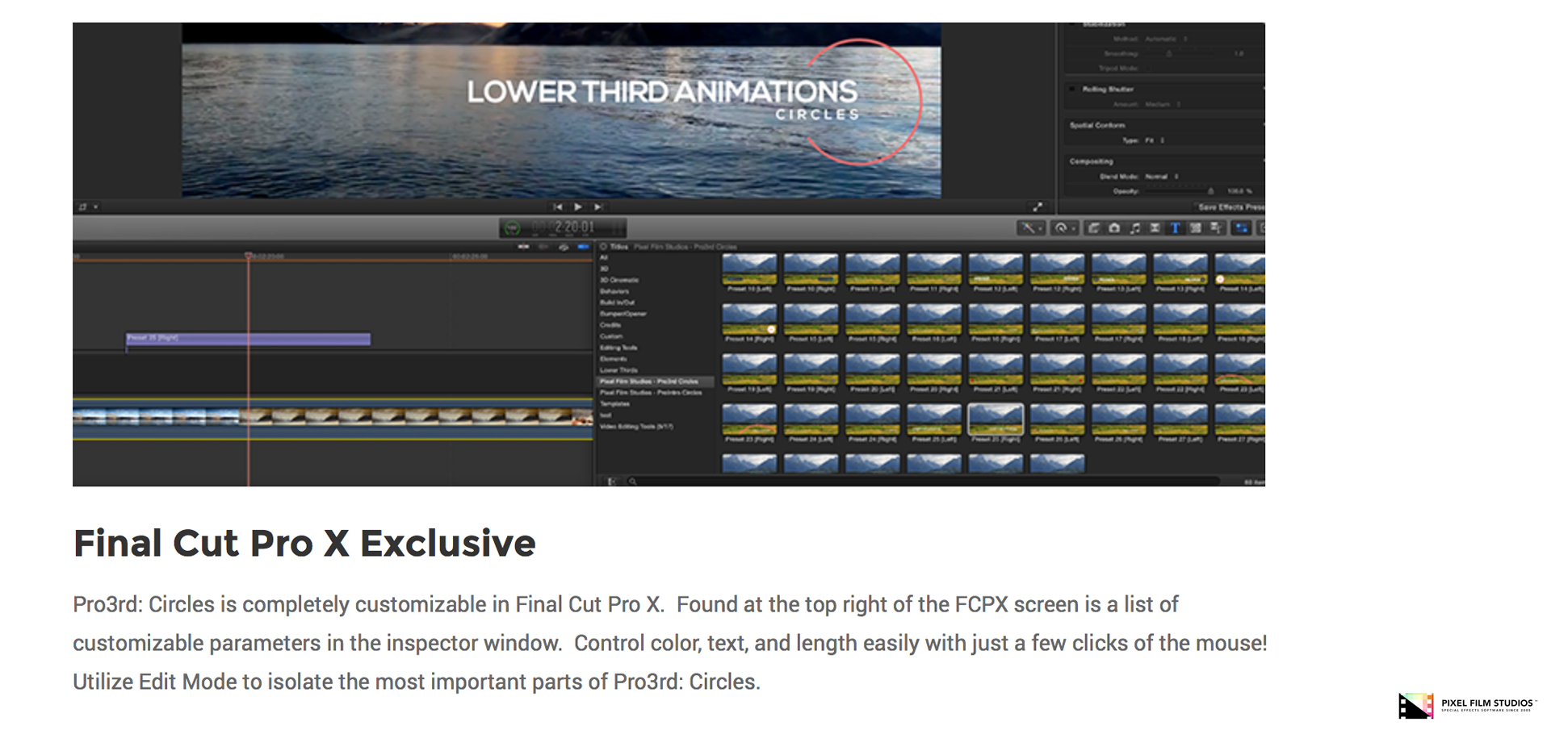 FCPX - Pro3rd Circles - Pixel Film Studios Plugin