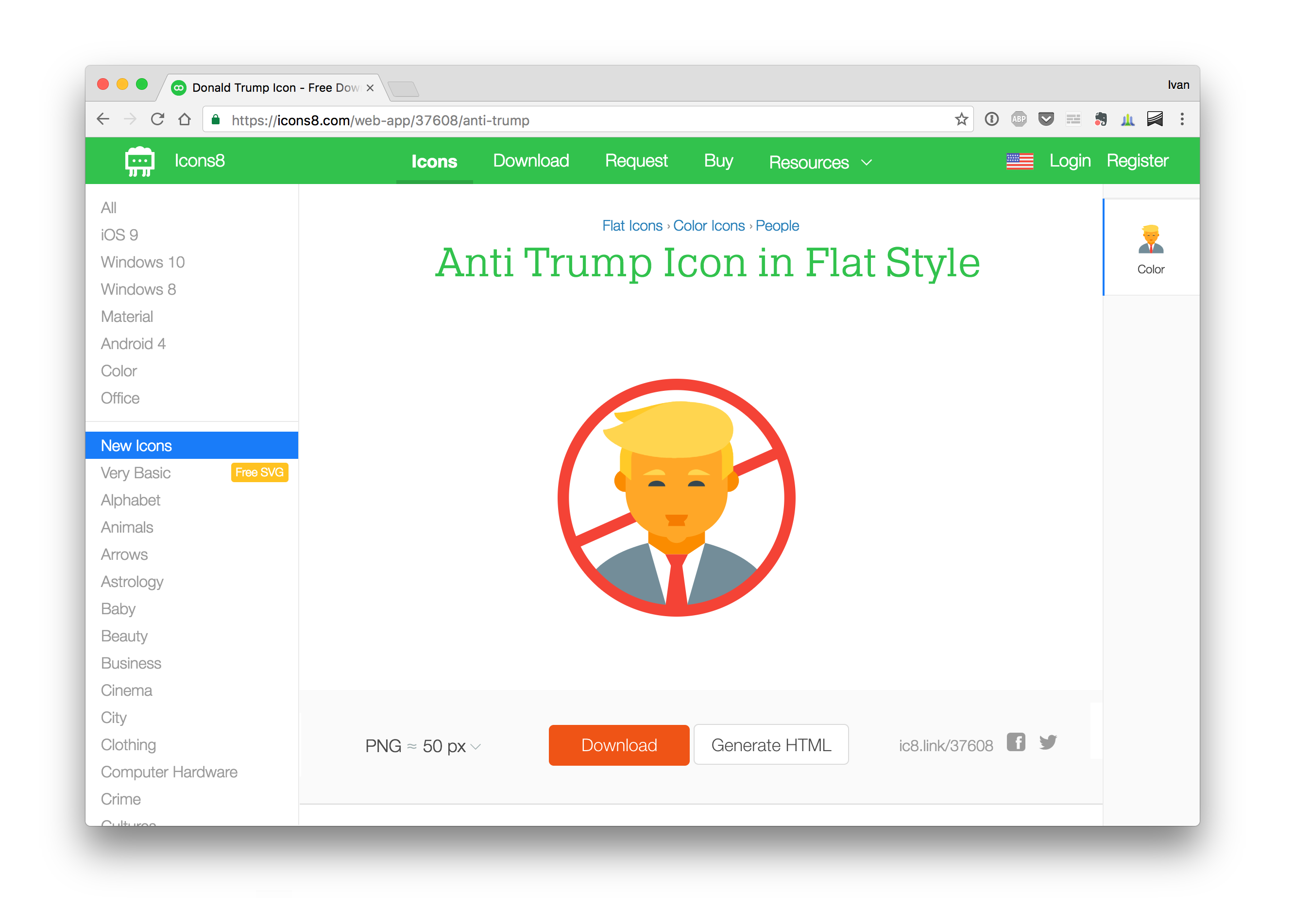 Screenshot of Anti-Trump Icon