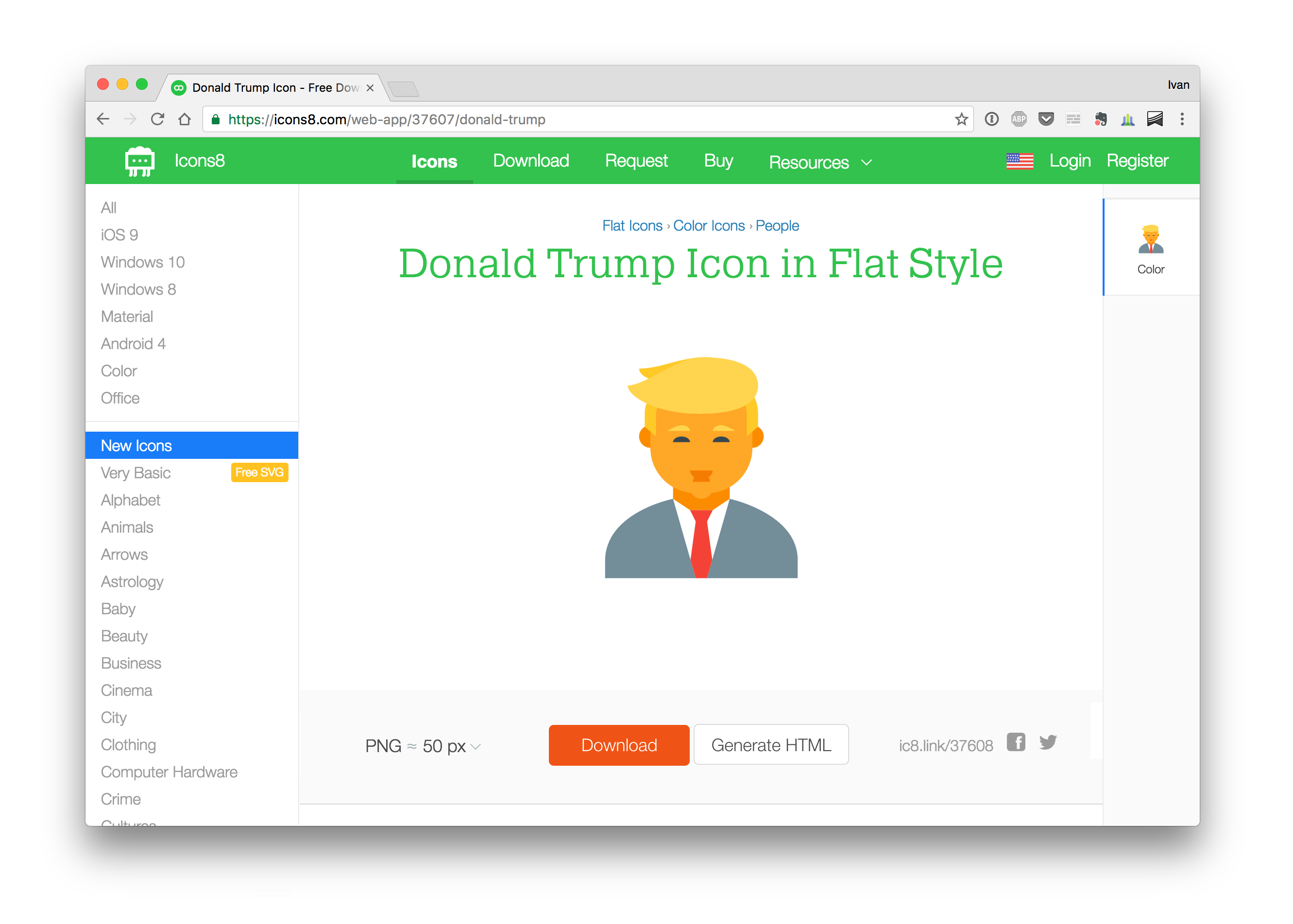 Screenshot with Trump icon