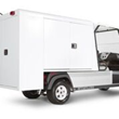 The L-shaped van box on the Carryall 700 Housekeeping Vehicle can be securely locked to protect your equipment.