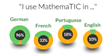 MathemaTIC offers students the ability to dynamically switch between four different languages.