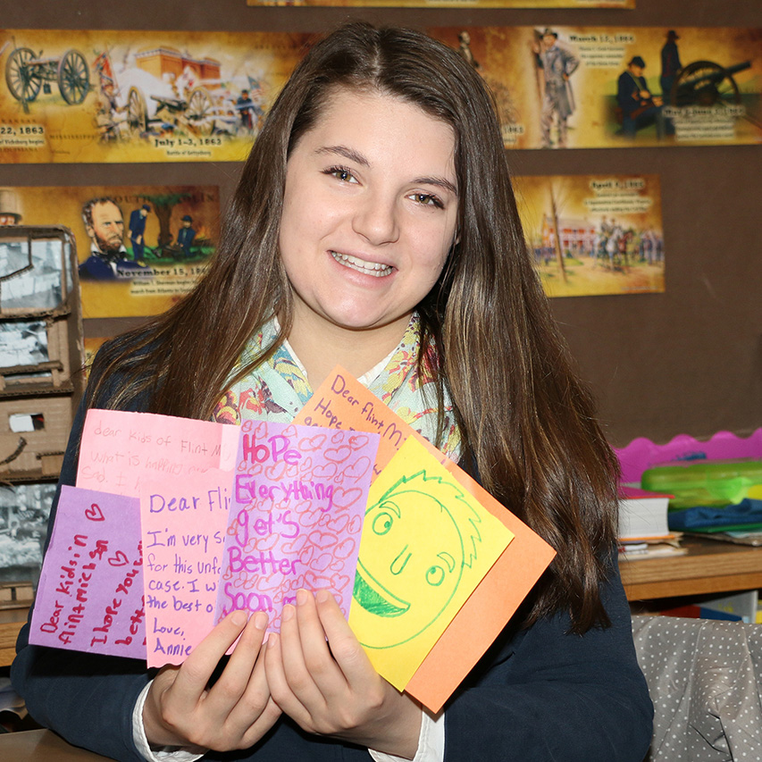Sammi, a student of Glenholme, collected and mailed hand-made cards to FlintKids.