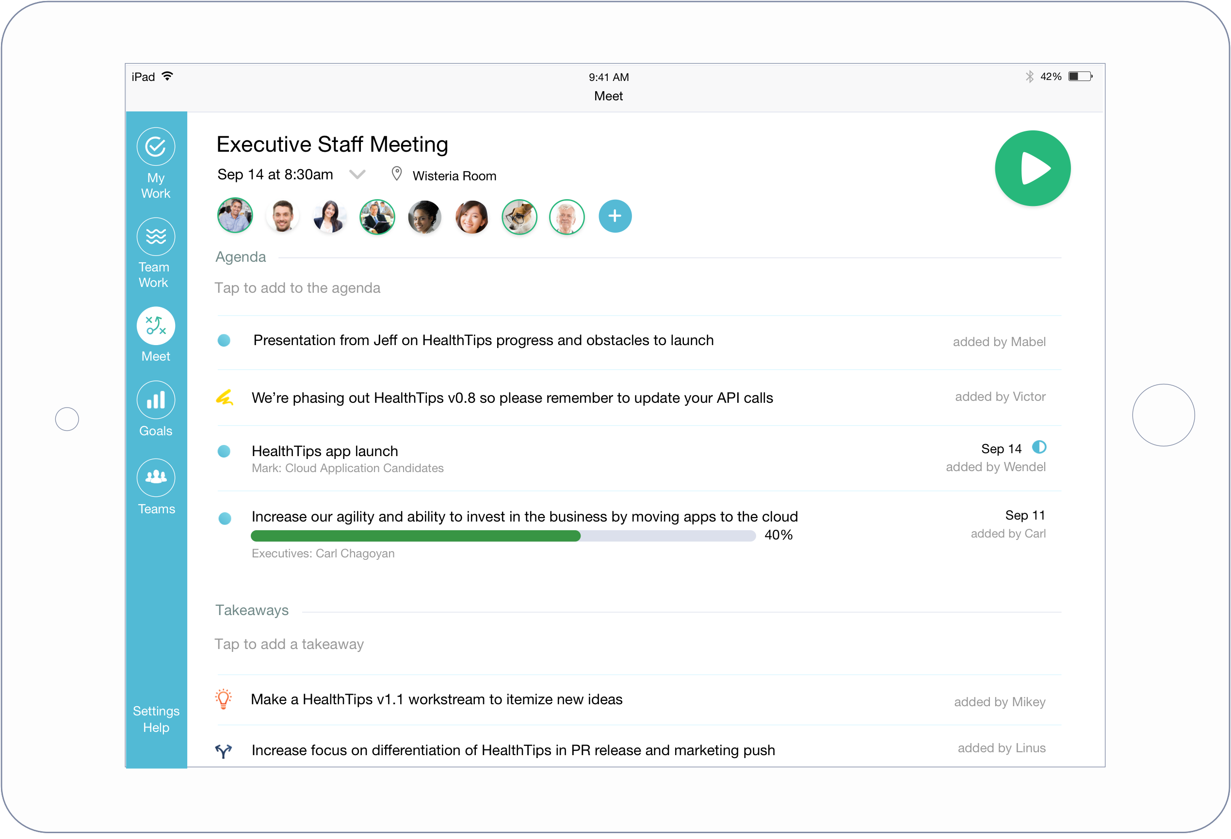 Make meetings smarter, shorter and more efficient with Workboard's iPad app
