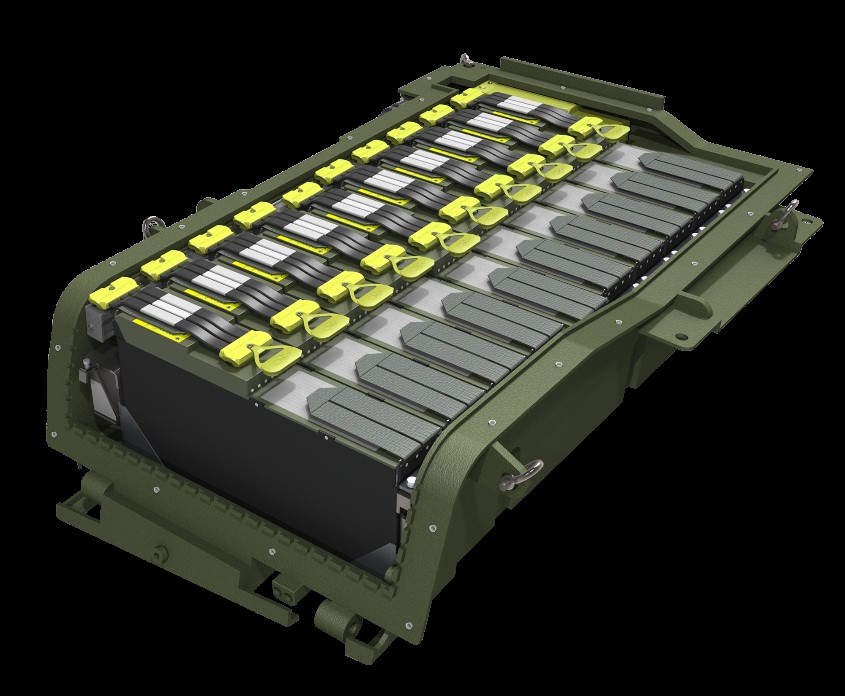 Revision’s Nerv Centr™ SWatPack™ Silent Watch Vehicle Battery (shown open) is modular, scalable, and features interoperable SWatPack units for reliable, redundant power backup.