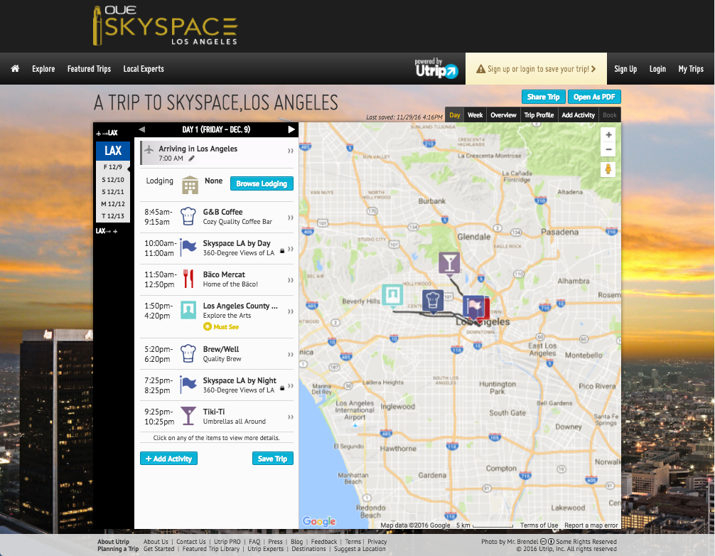 Skyspace Trip Planner