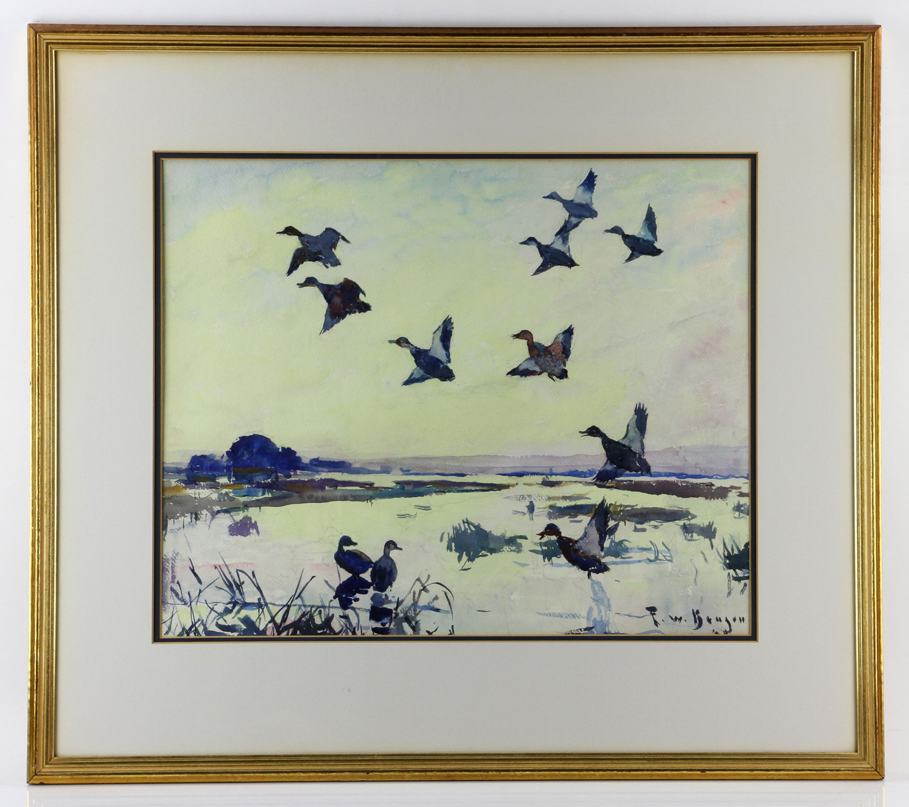 Frank W. Benson, "A Good Day for Ducks," Watercolor
